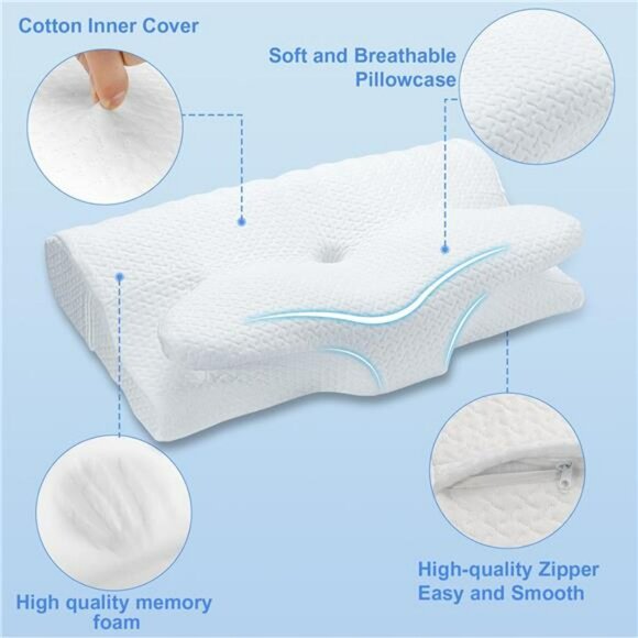 Memory foam cervical neck pillow adjustable side sleeper pillow for pain relief - Picture 3 of 7